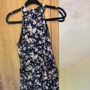 Melanzana Black and Pink Floral Mini Dress